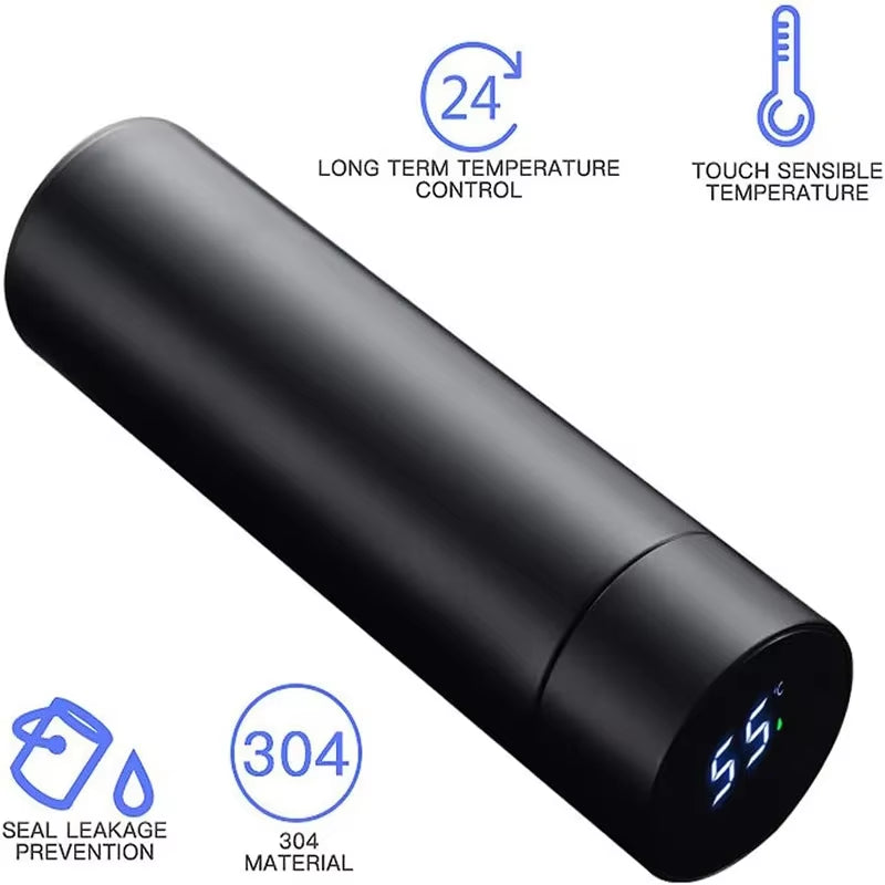 LUMORA™ Smart Temp Bottle – 500ml Insulated Stainless Steel Bottle with LED Temperature Display | Sleek. Smart. Sip in Style