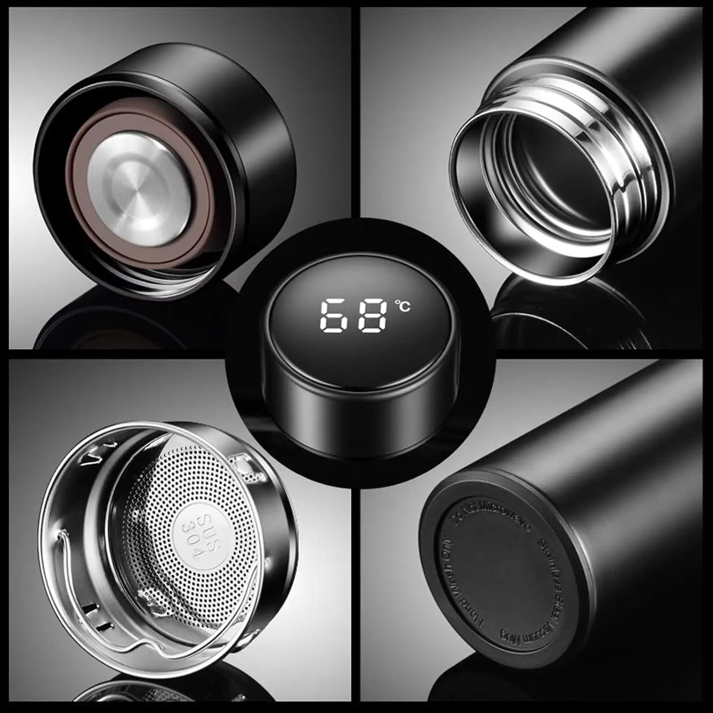 LUMORA™ Smart Temp Bottle – 500ml Insulated Stainless Steel Bottle with LED Temperature Display | Sleek. Smart. Sip in Style